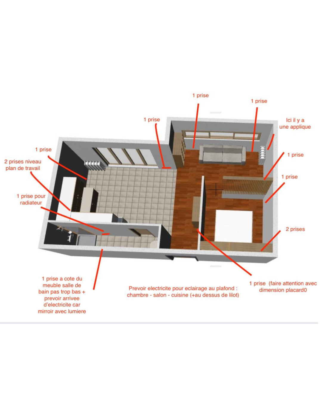 Rénovation complète appartement Montrouge plan implantation après travaux AZ Batiments